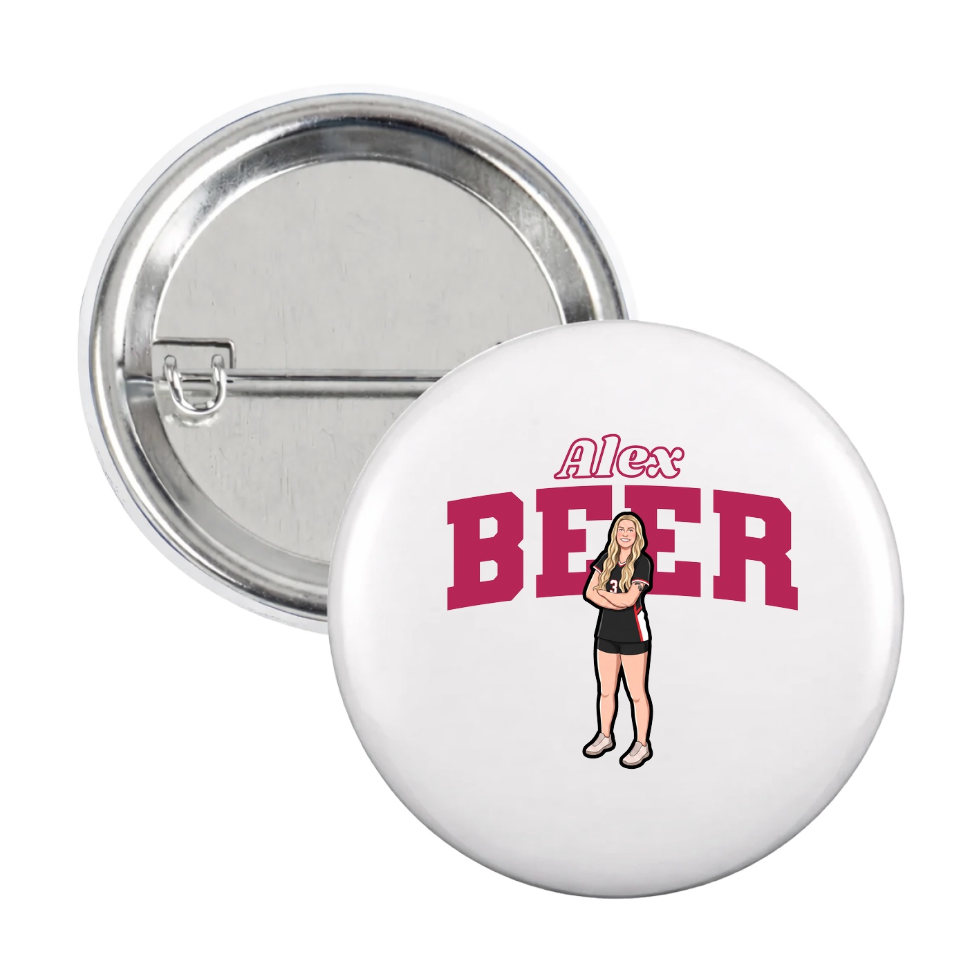 Game Day Button — Name Arch in White