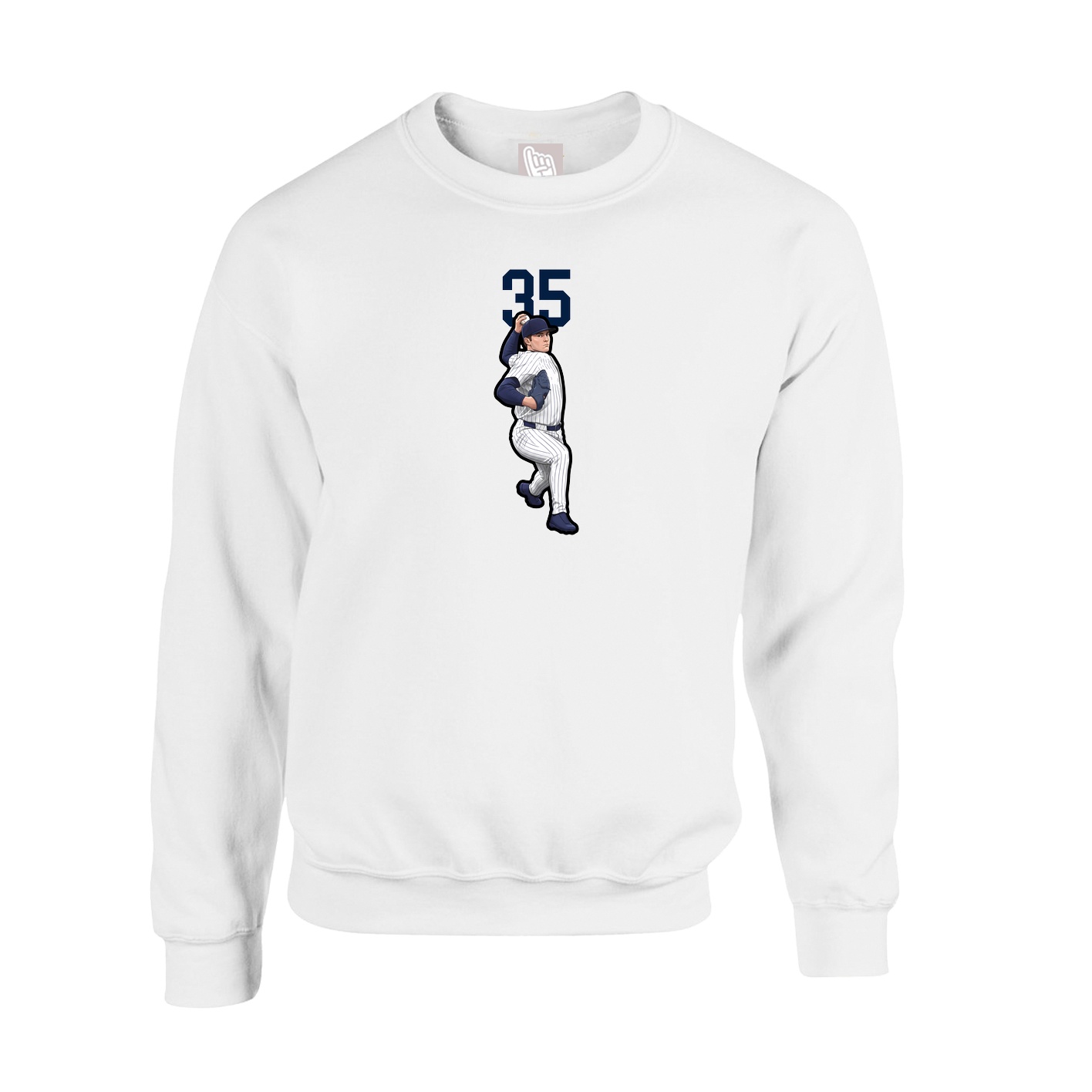 Fleece Crew — Number Top in White
