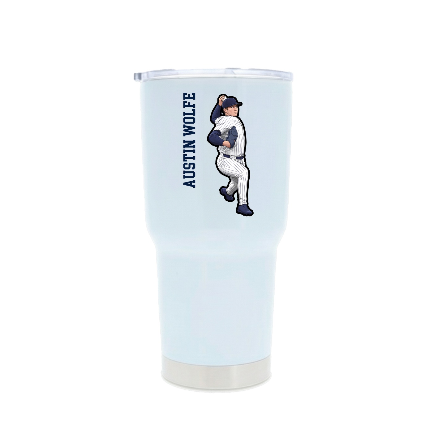 30oz Stainless Steel Tumbler — Name Vertical in White