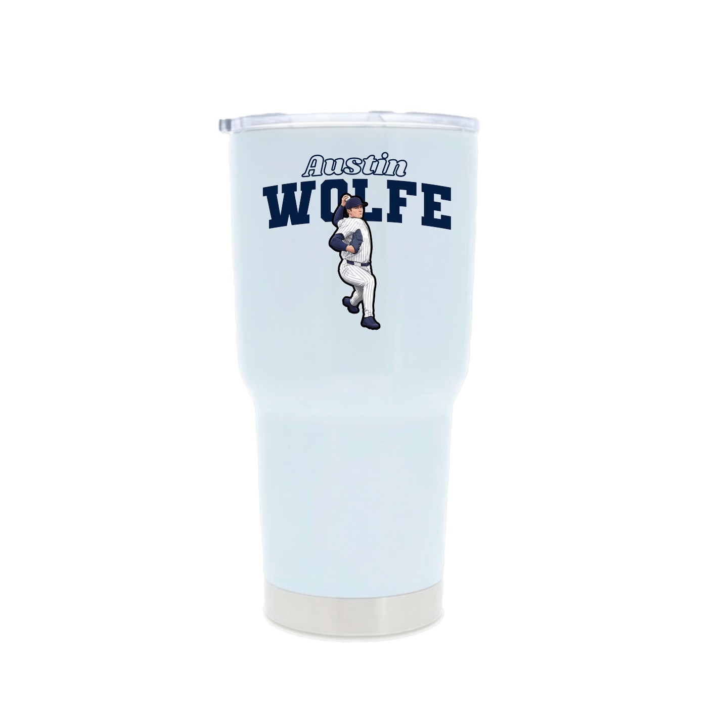 30oz Stainless Steel Tumbler — Name Arch in White