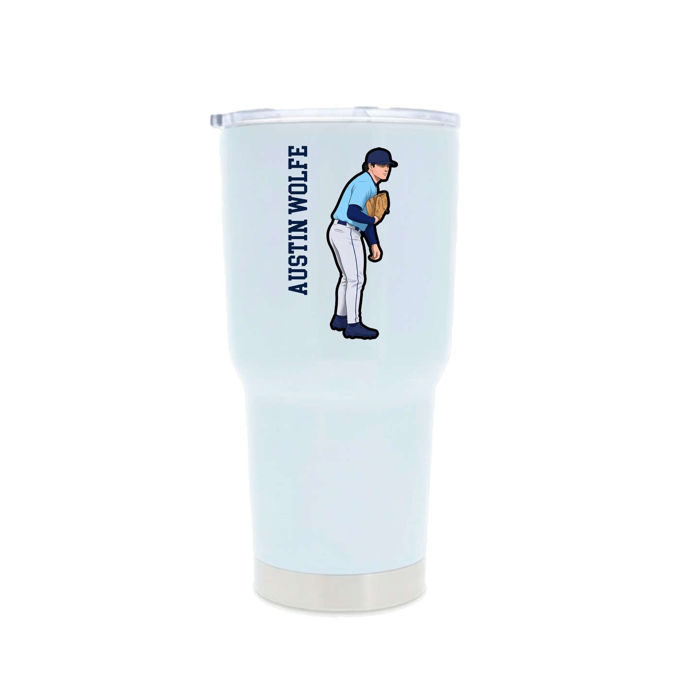 30oz Stainless Steel Tumbler — Name Vertical in White