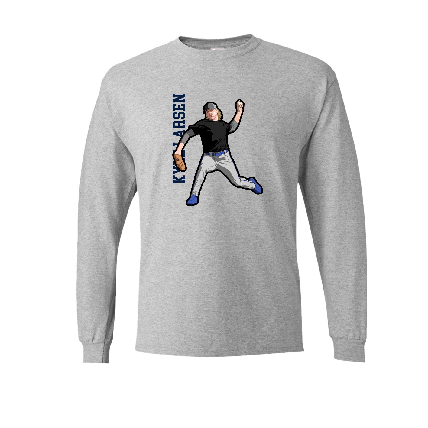 Long Sleeve Tee — Name Vertical in Grey