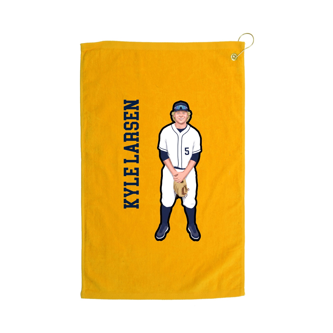 Golf Towel — Name Vertical in Gold