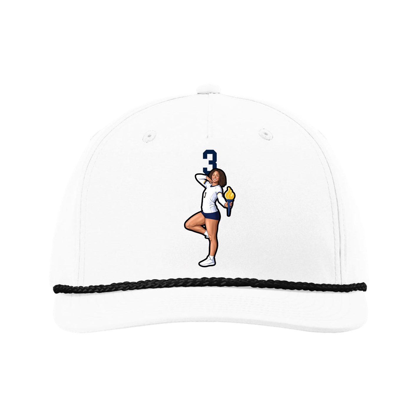 Five-Panel Classic Rope Cap — Number Top in White