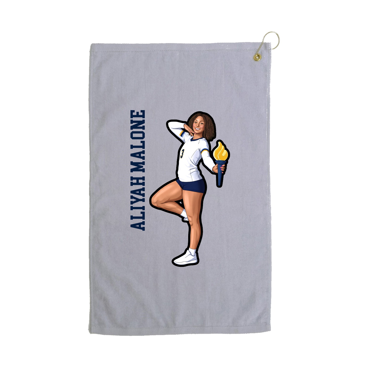 Golf Towel — Name Vertical in Grey