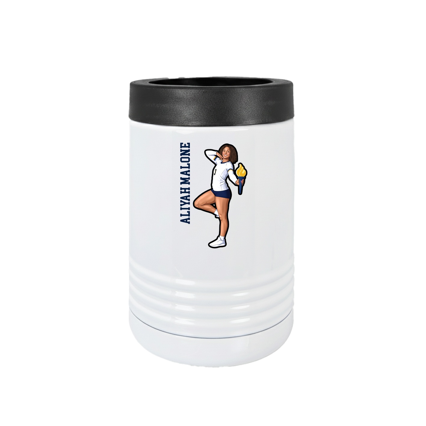 Beverage Holder — Name Vertical in White