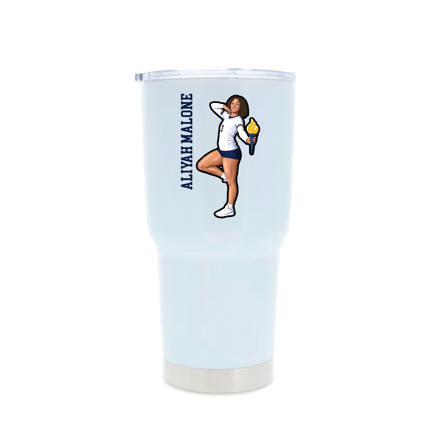 30oz Stainless Steel Tumbler — Name Vertical in White