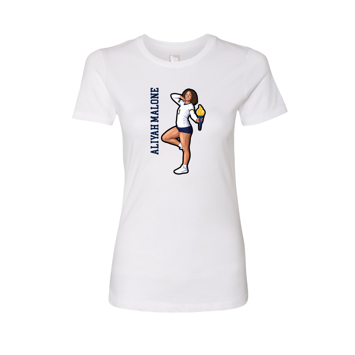 Fitted Women's Tee — Name Vertical in White