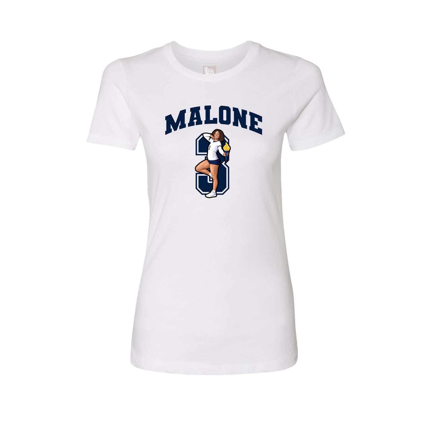 Fitted Women's Tee — Number in White