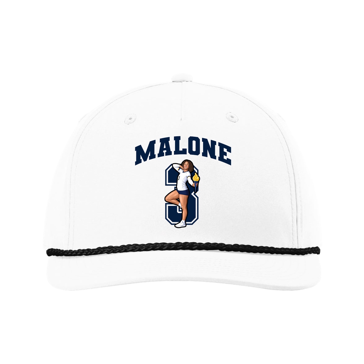 Five-Panel Classic Rope Cap — Number in White