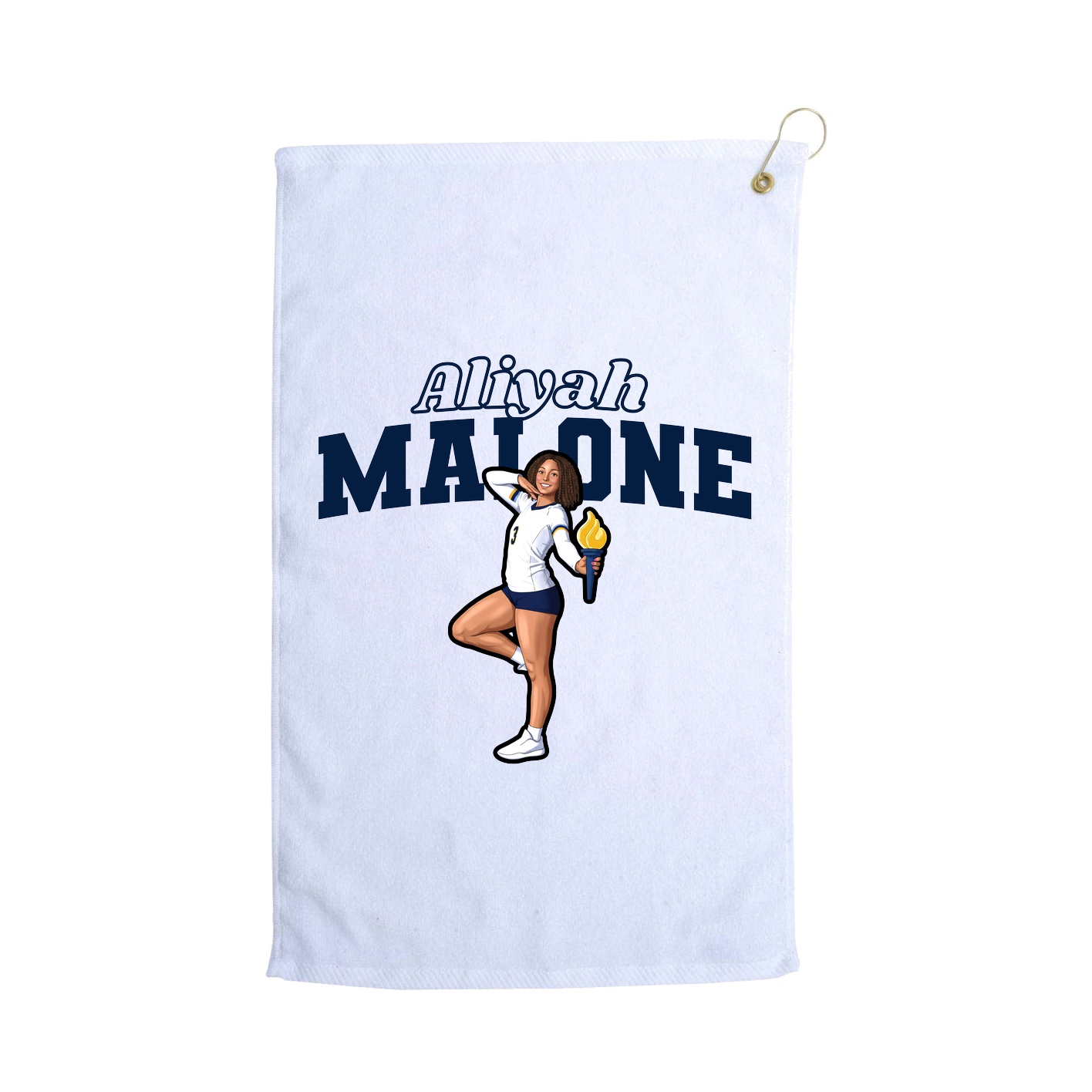 Golf Towel — Name Arch in White