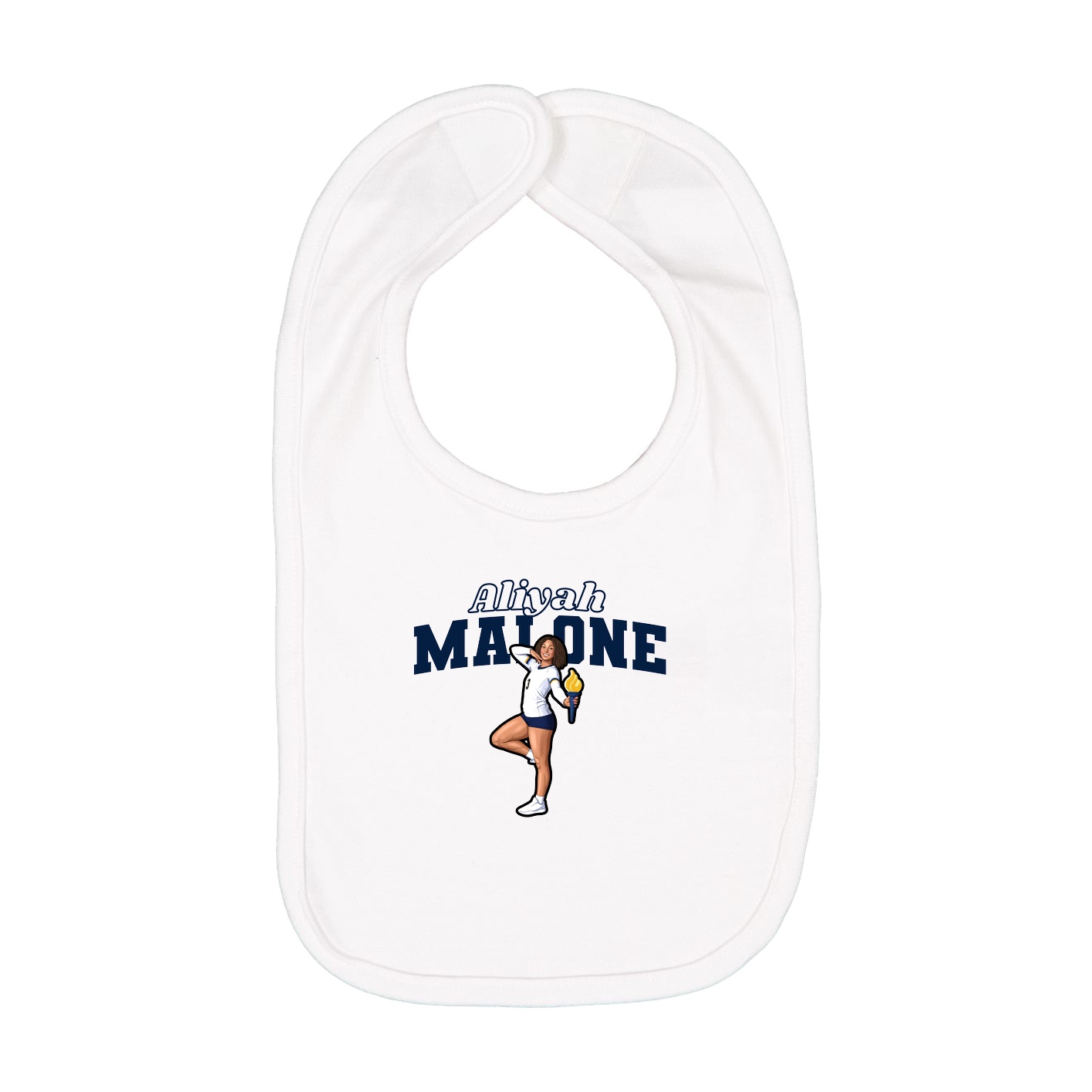Infant Bib — Name Arch in White