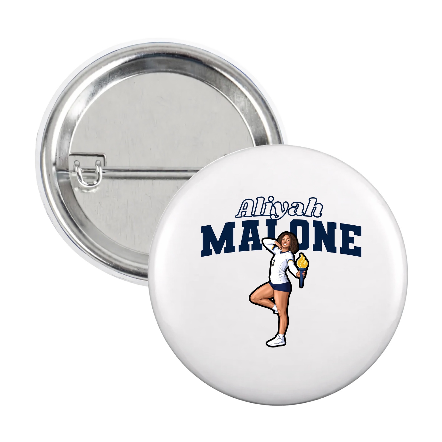Game Day Button — Name Arch in White