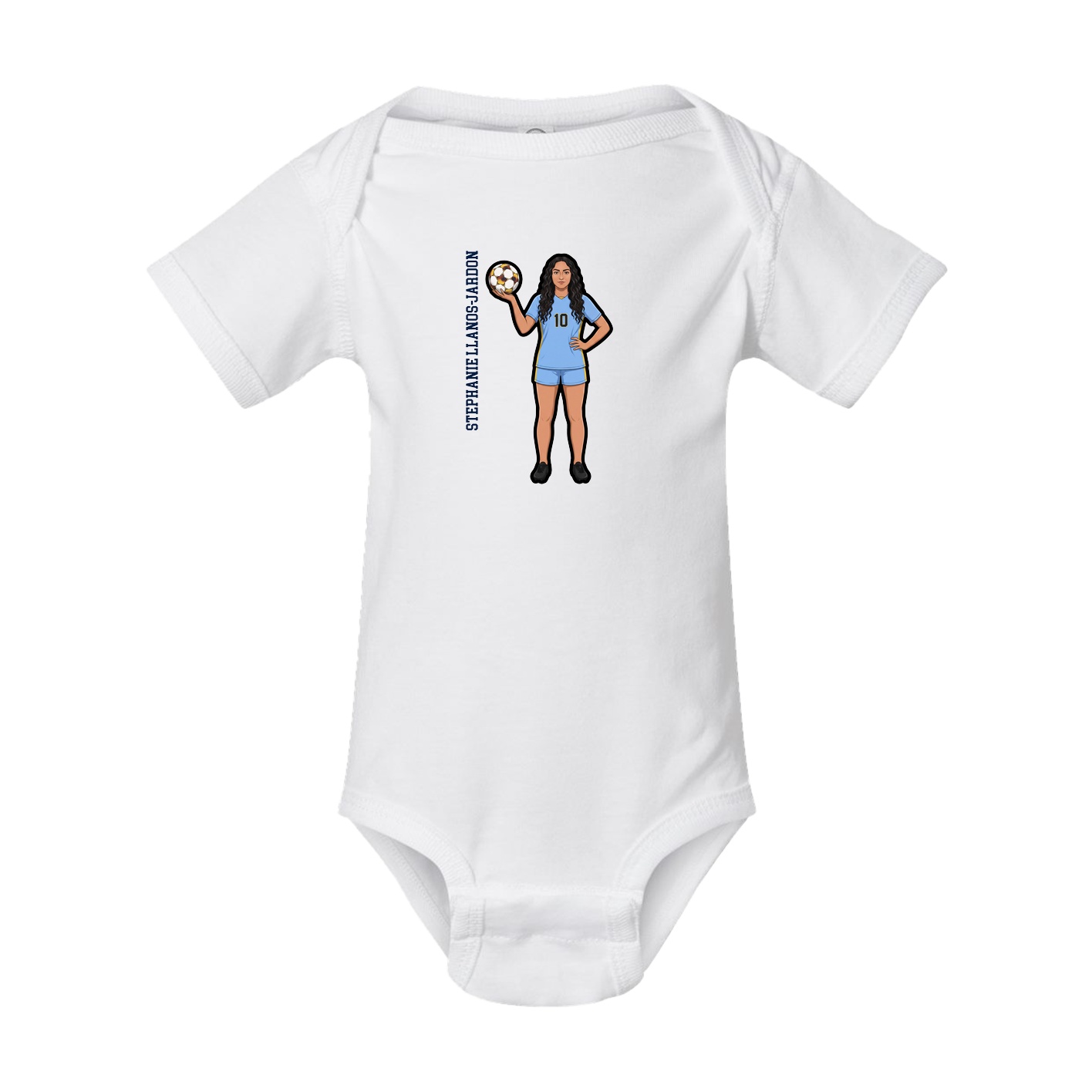 Baby Onesie — Name Vertical in White