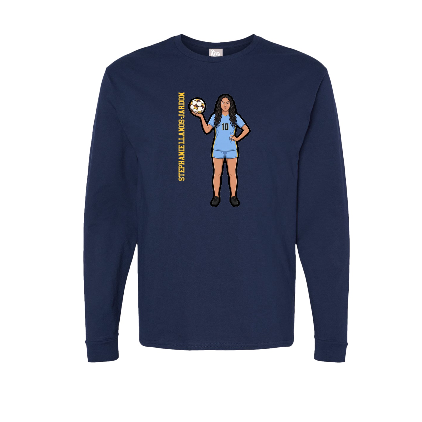 Long Sleeve Tee — Name Vertical in Navy
