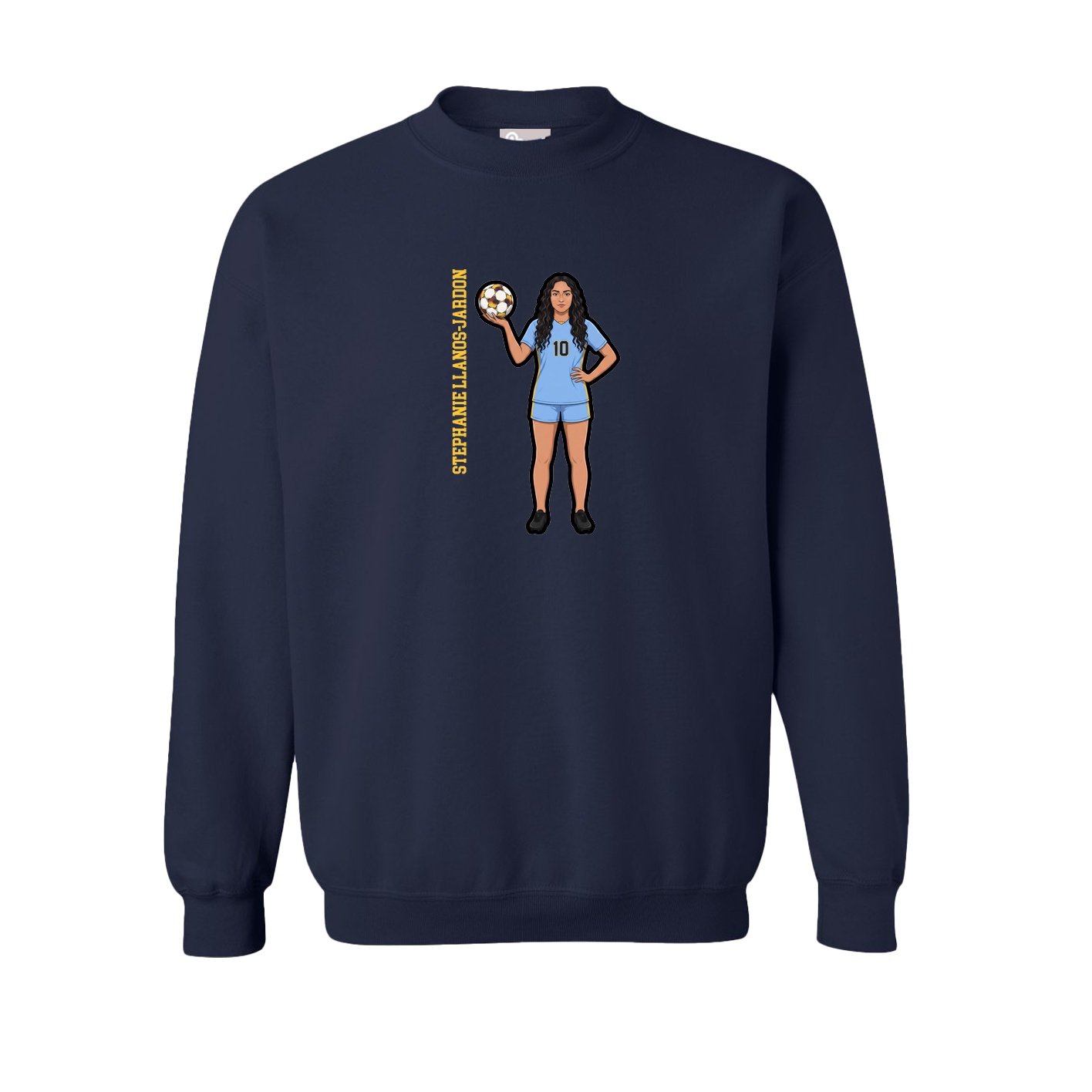 Fleece Crew — Name Vertical in Navy