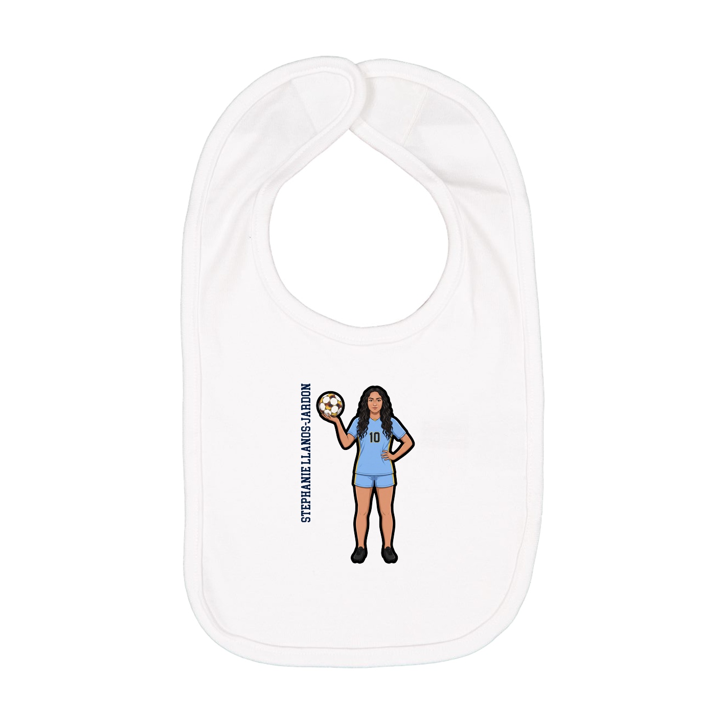 Infant Bib — Name Vertical in White