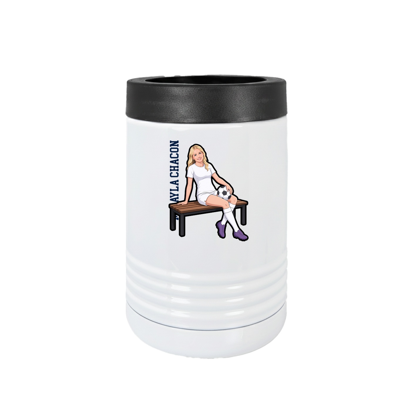 Beverage Holder — Name Vertical in White