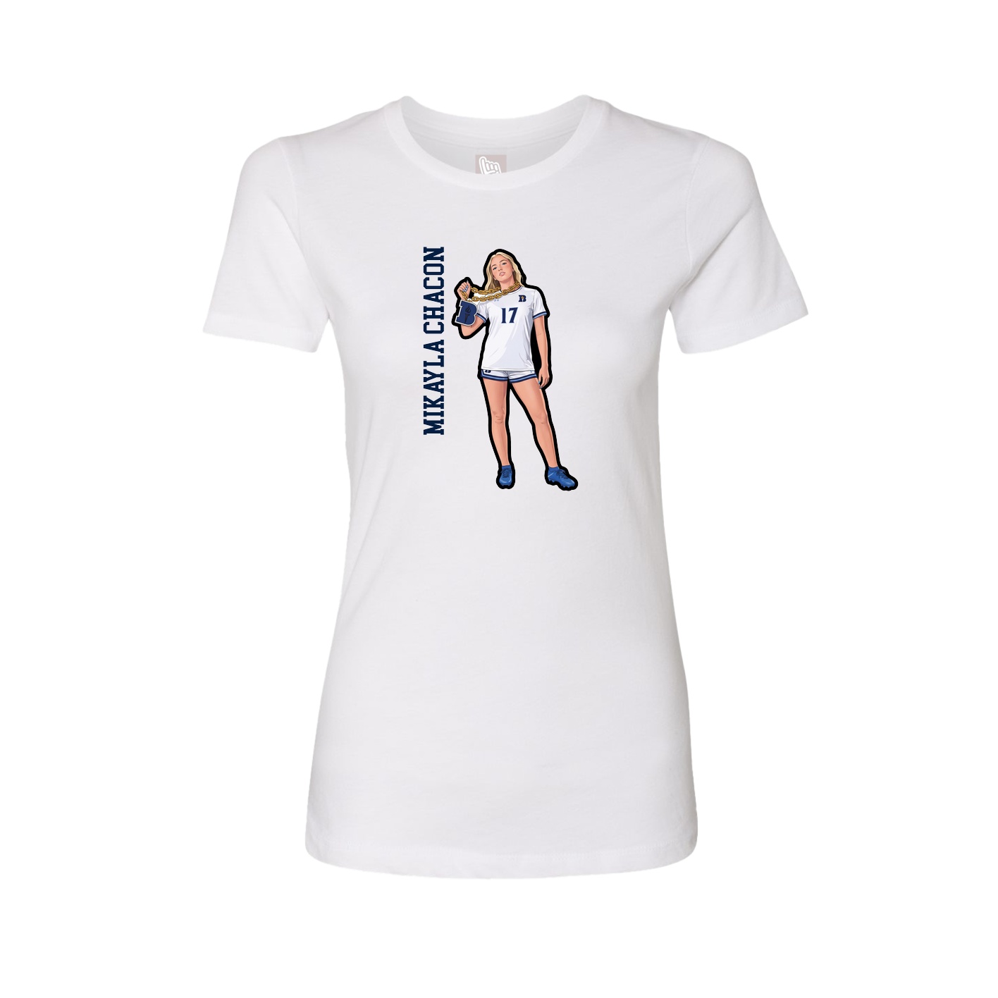 Fitted Women's Tee — Name Vertical in White