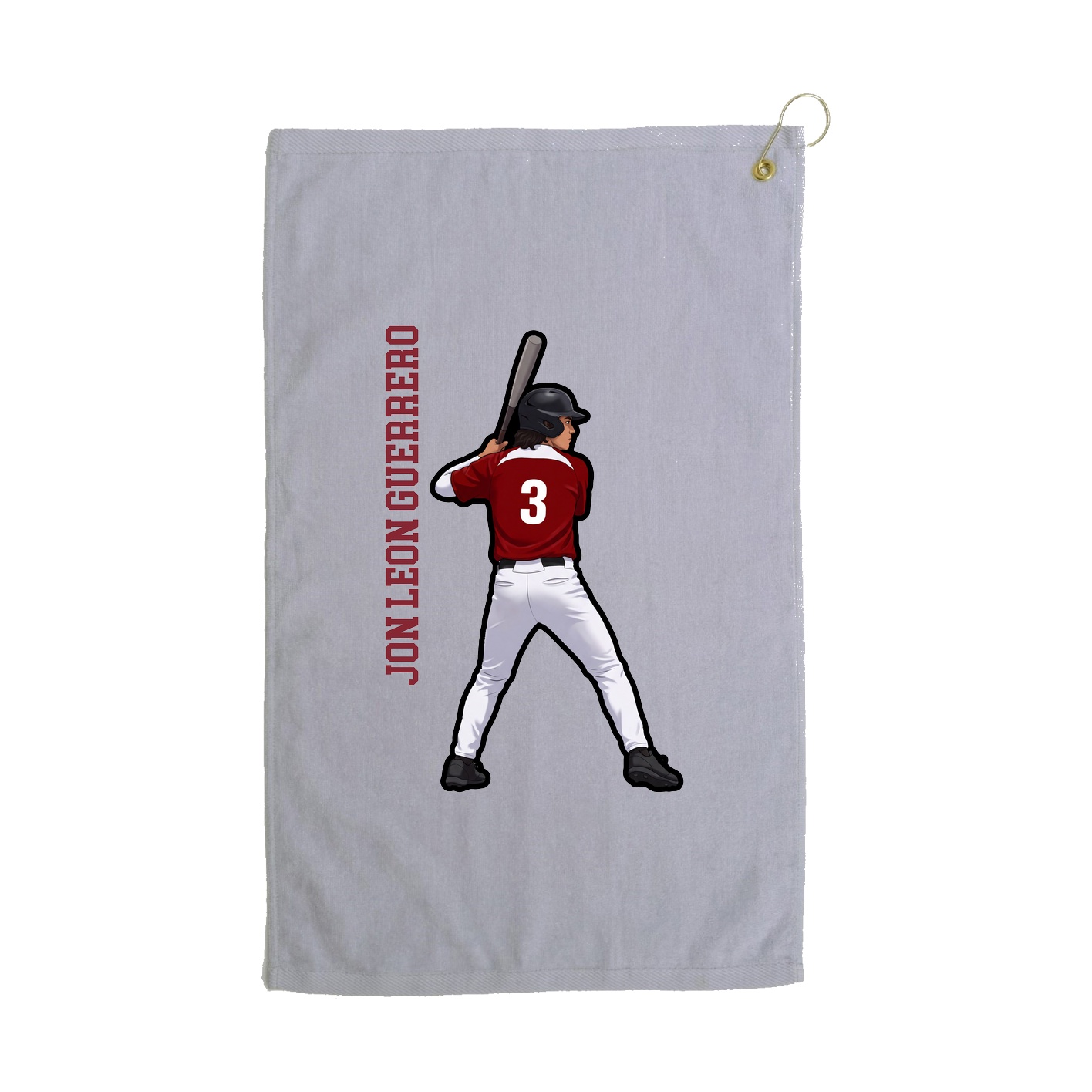 Golf Towel — Name Vertical in Grey