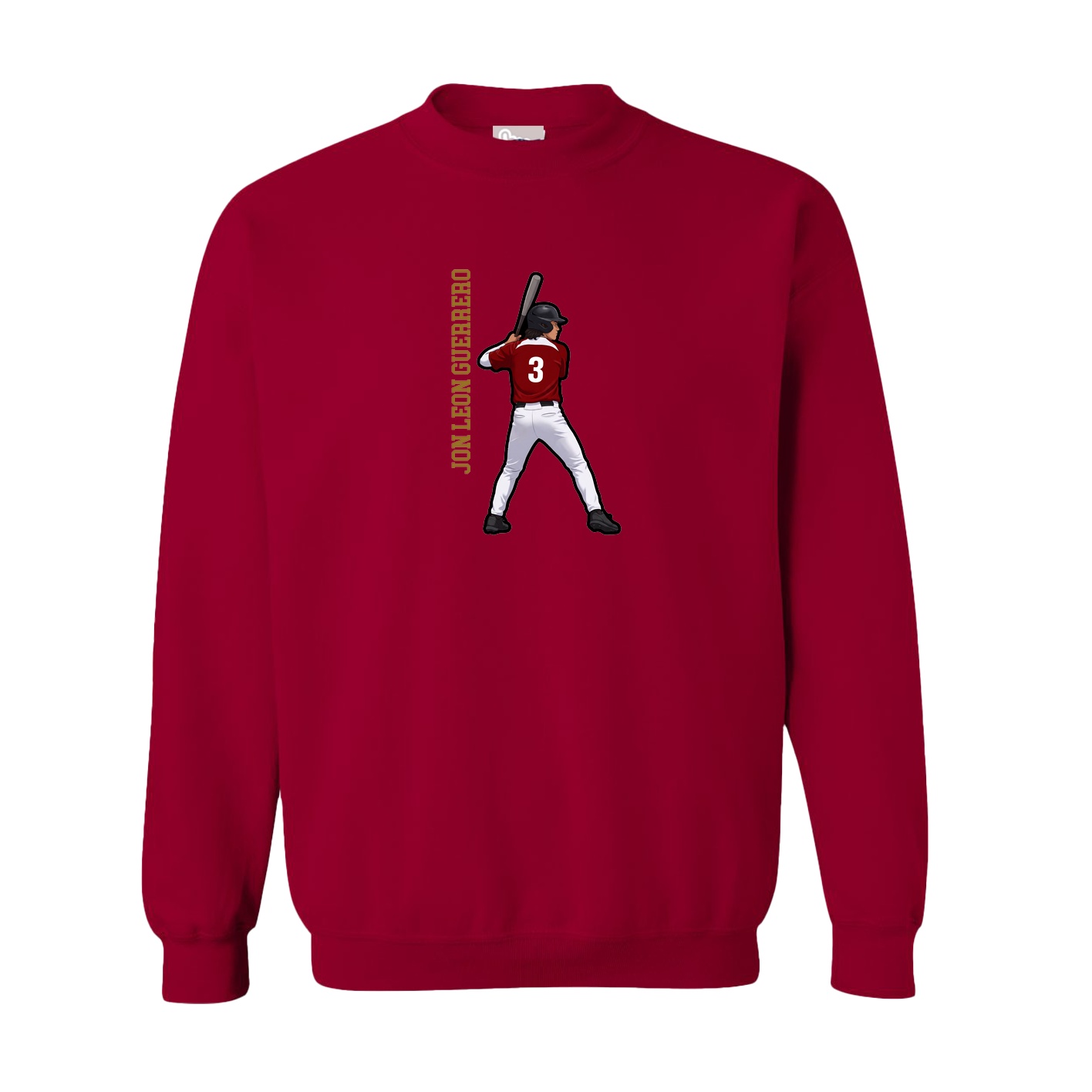Fleece Crew — Name Vertical in Cardinal