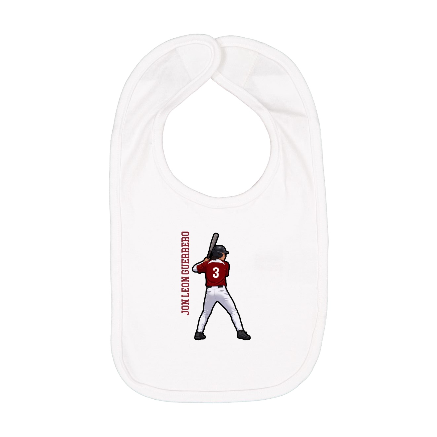 Infant Bib — Name Vertical in White