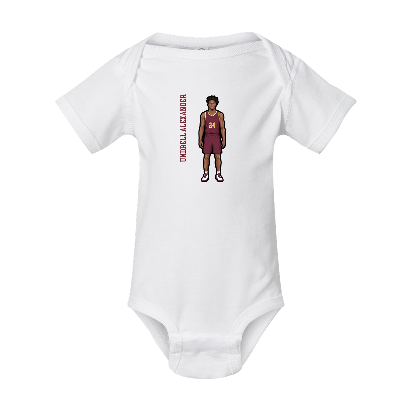 Baby Onesie — Name Vertical in White