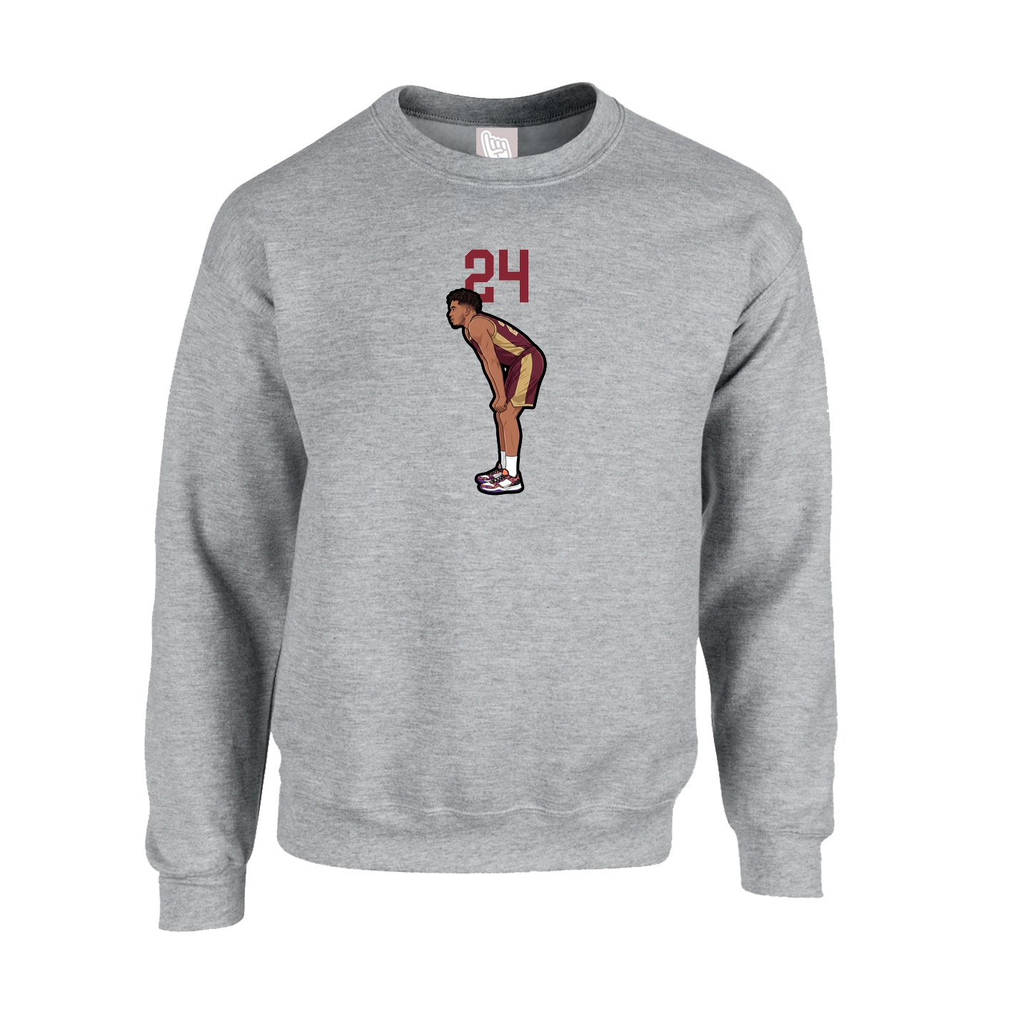 Fleece Crew — Number Top in Grey
