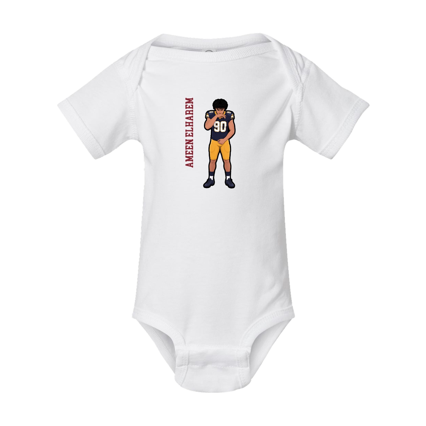 Baby Onesie — Name Vertical in White