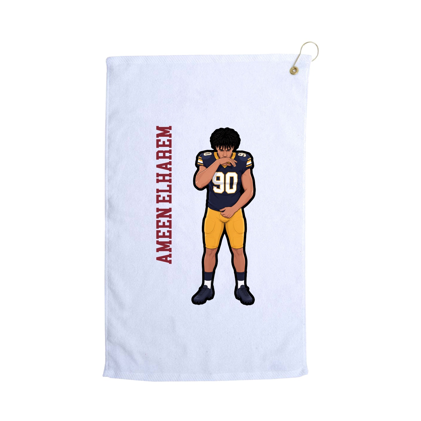Golf Towel — Name Vertical in White