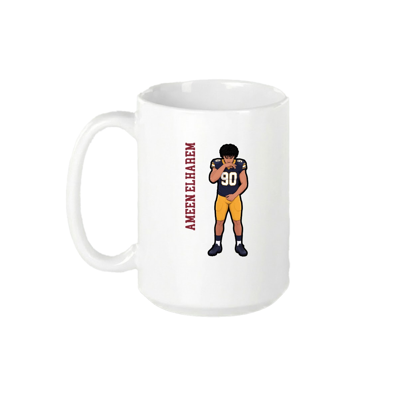15oz Coffee Mug — Name Vertical in White