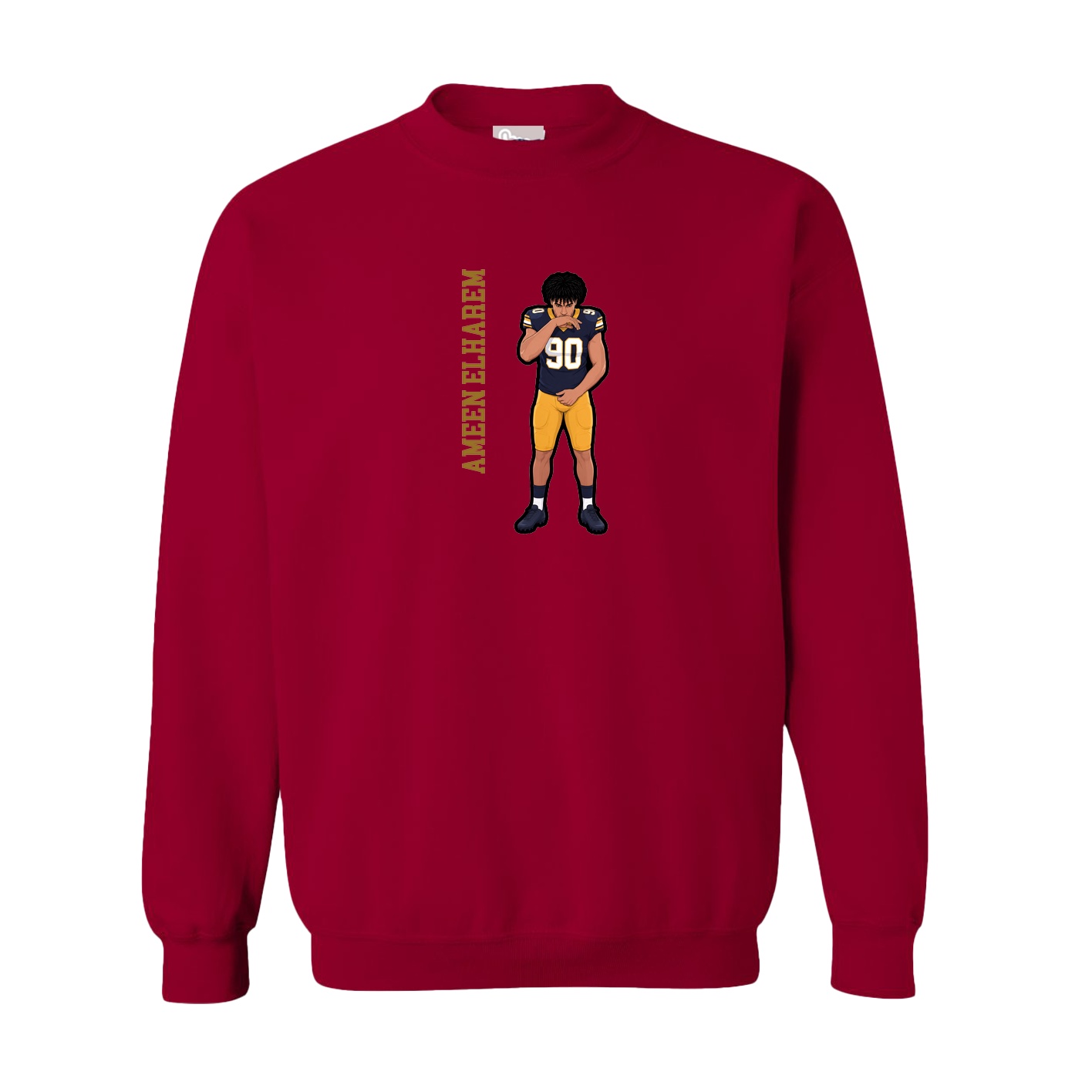 Fleece Crew — Name Vertical in Cardinal