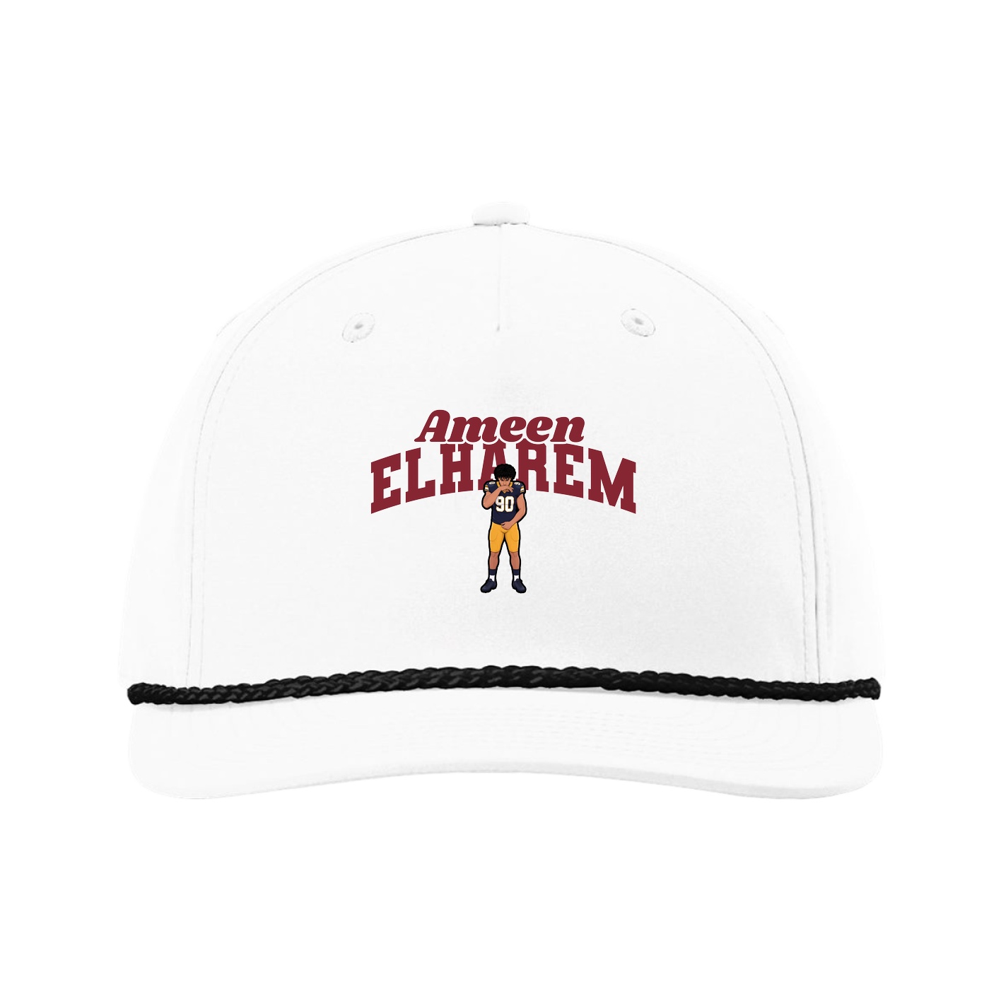 Five-Panel Classic Rope Cap — Signature Arch in White