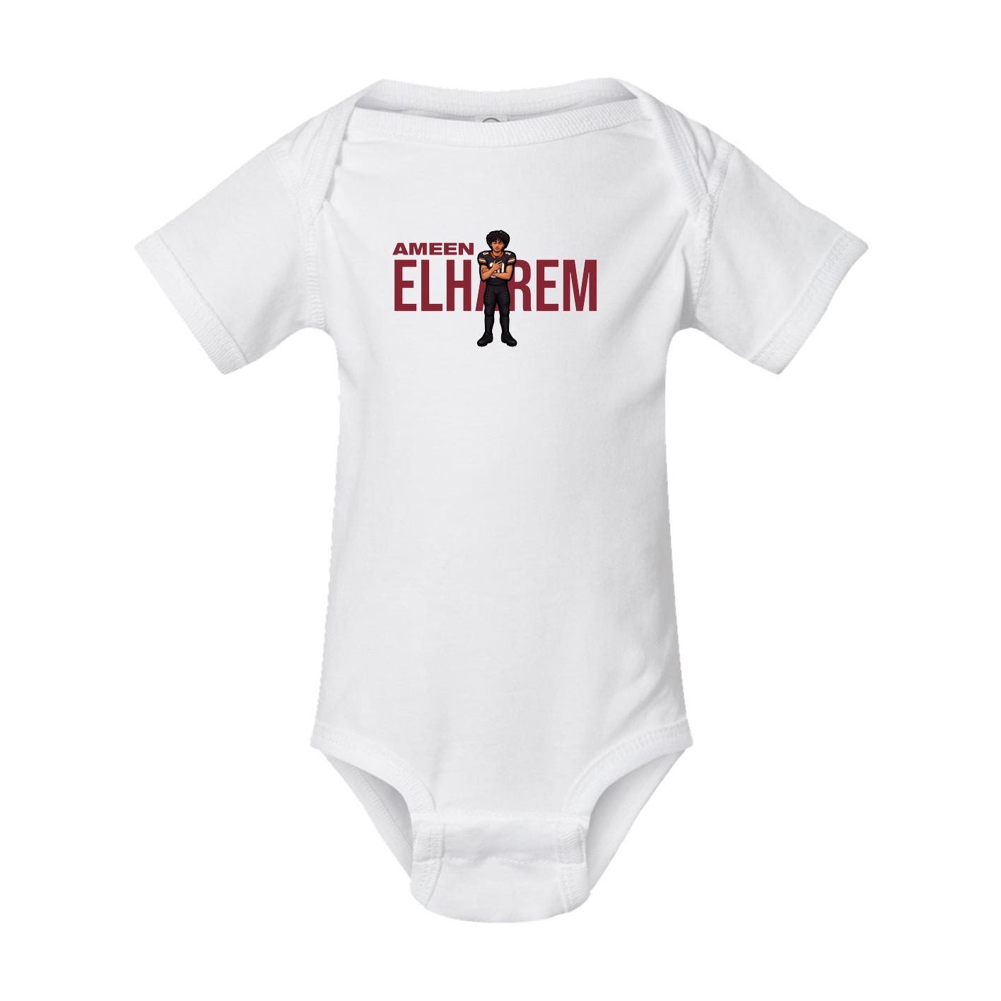 Baby Onesie — Player Name in White