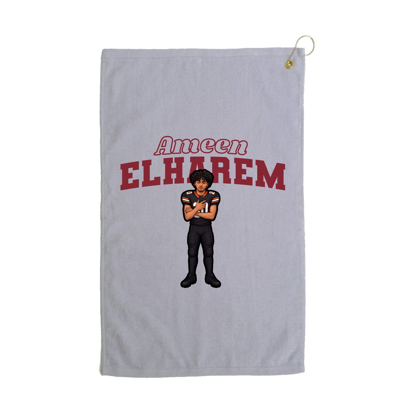 Golf Towel — Name Arch in Grey
