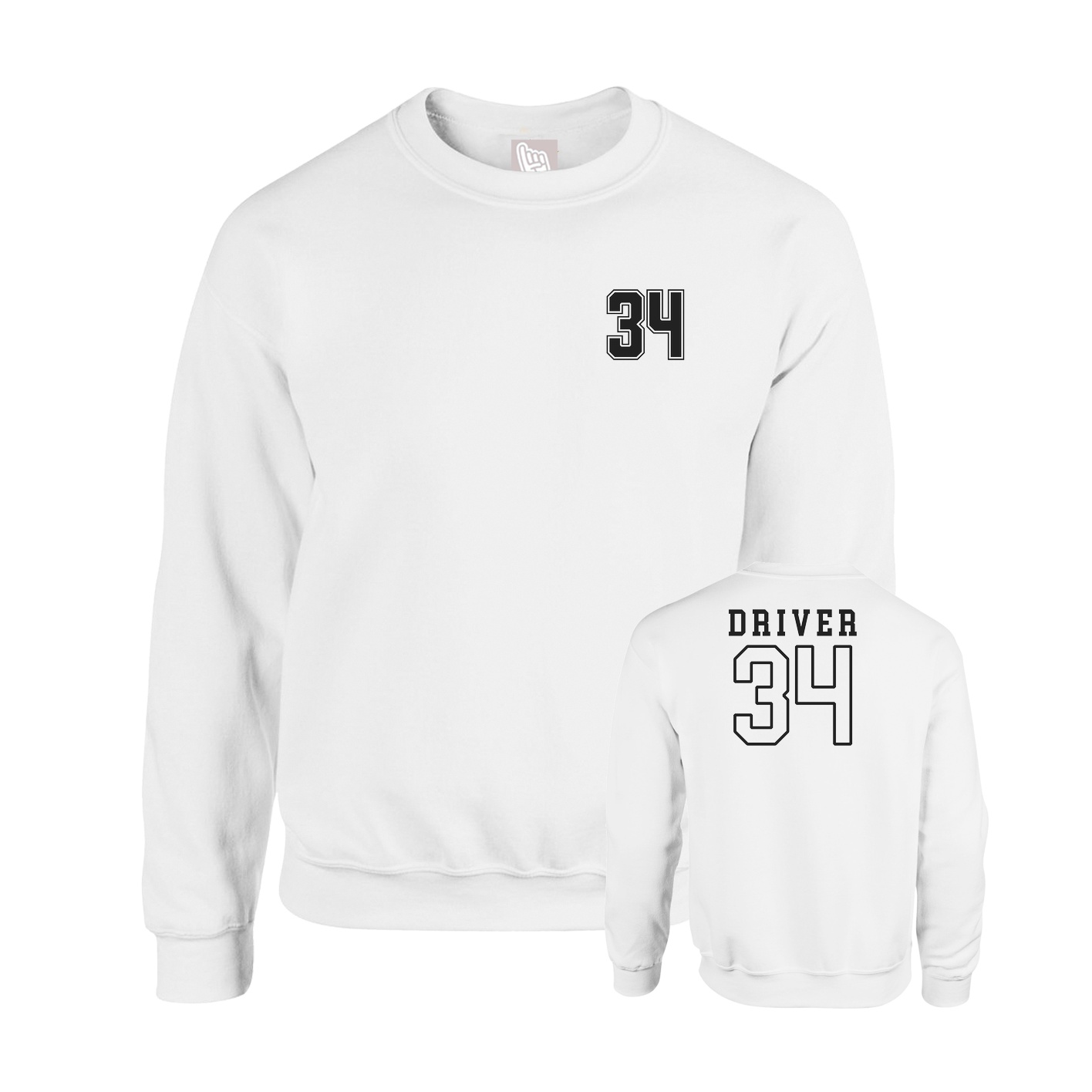 Fleece Crew — Chest Back in White