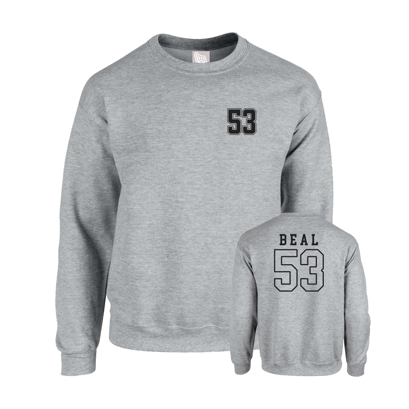 Fleece Crew — Chest Back in Grey