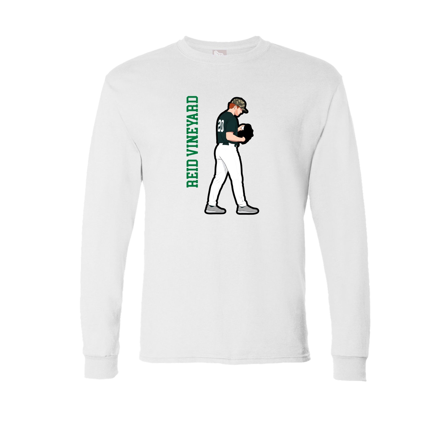 Long Sleeve Tee — Name Vertical in White