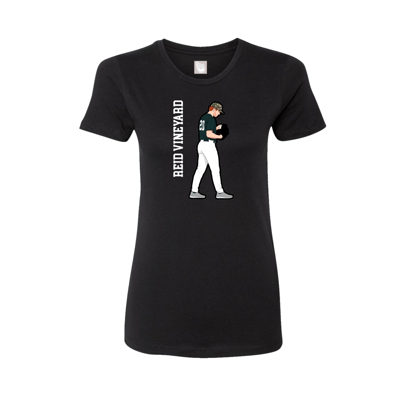 Womens Tee — Name Vertical in Black