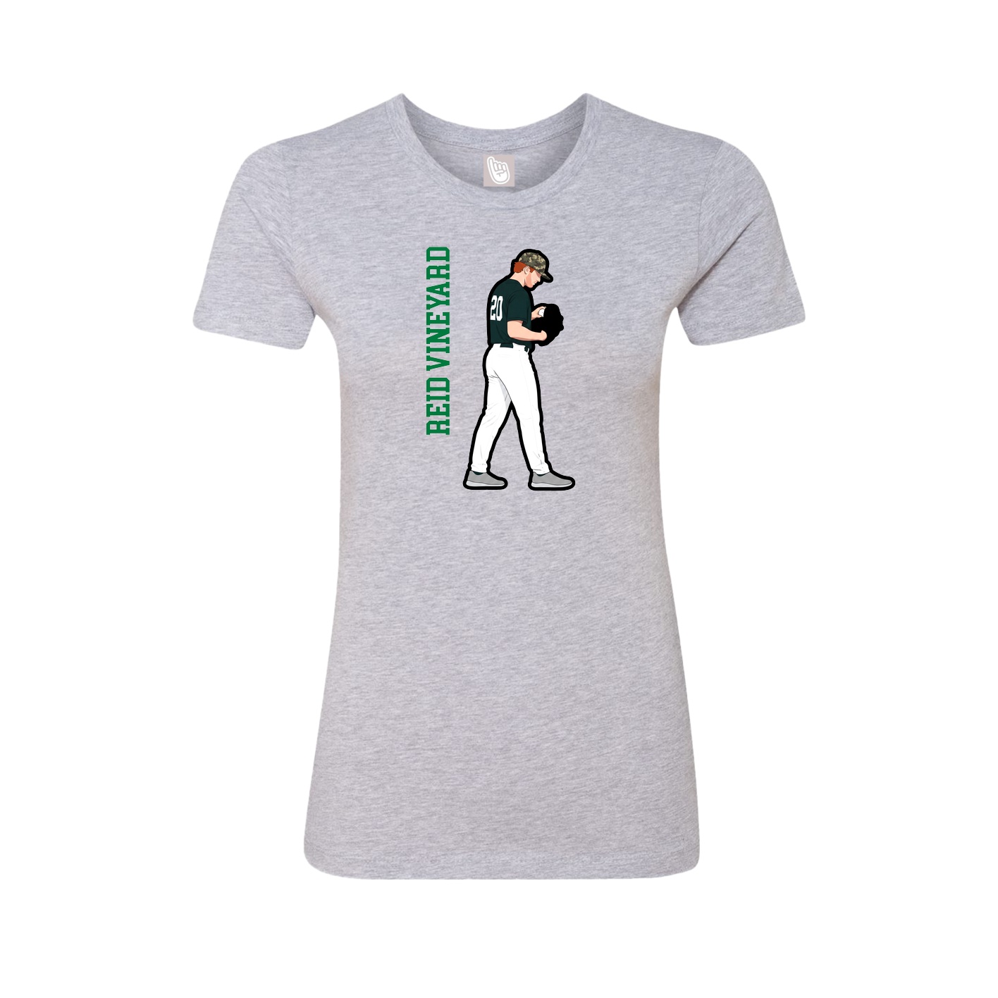 Fitted Women's Tee — Name Vertical in Grey