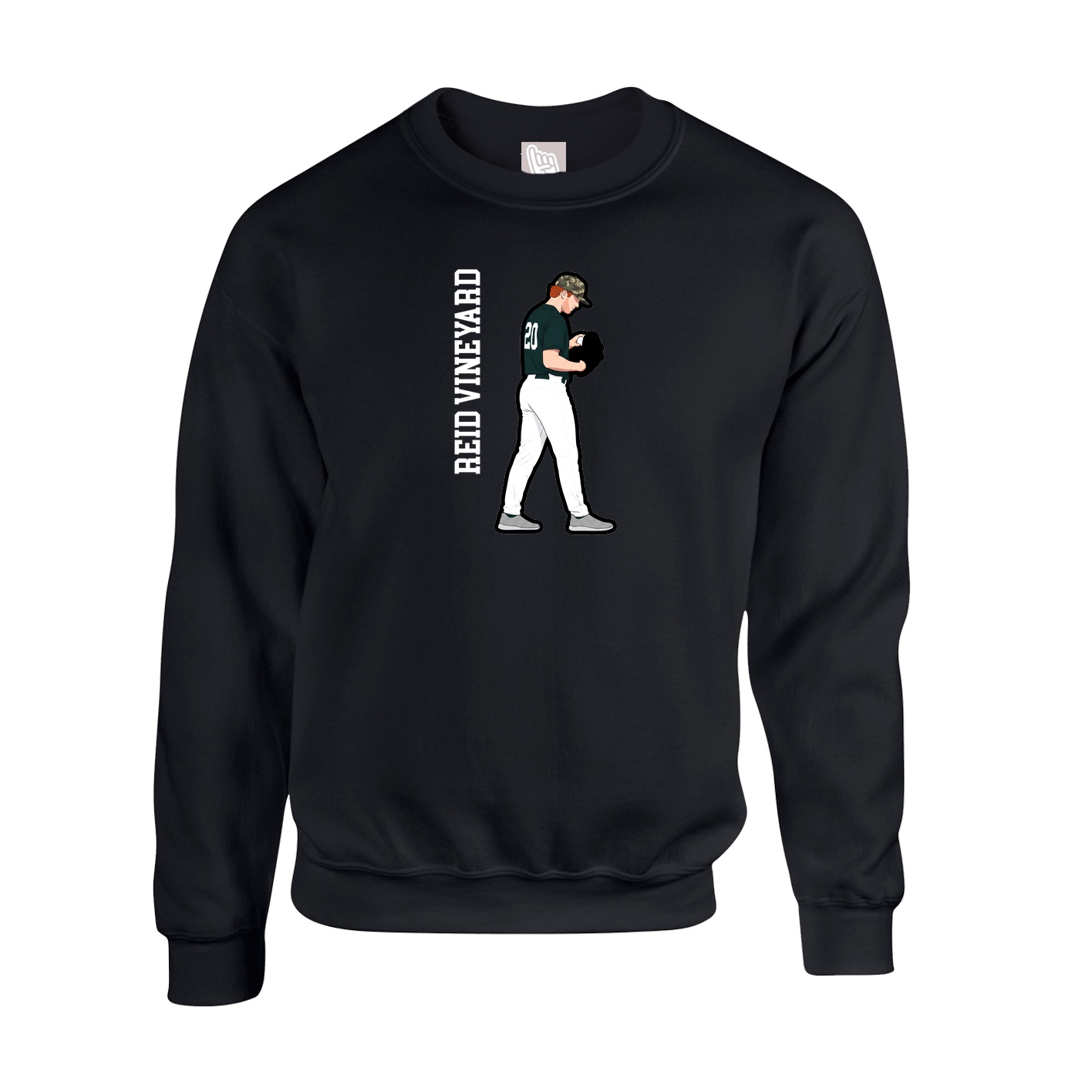 Fleece Crew — Name Vertical in Black