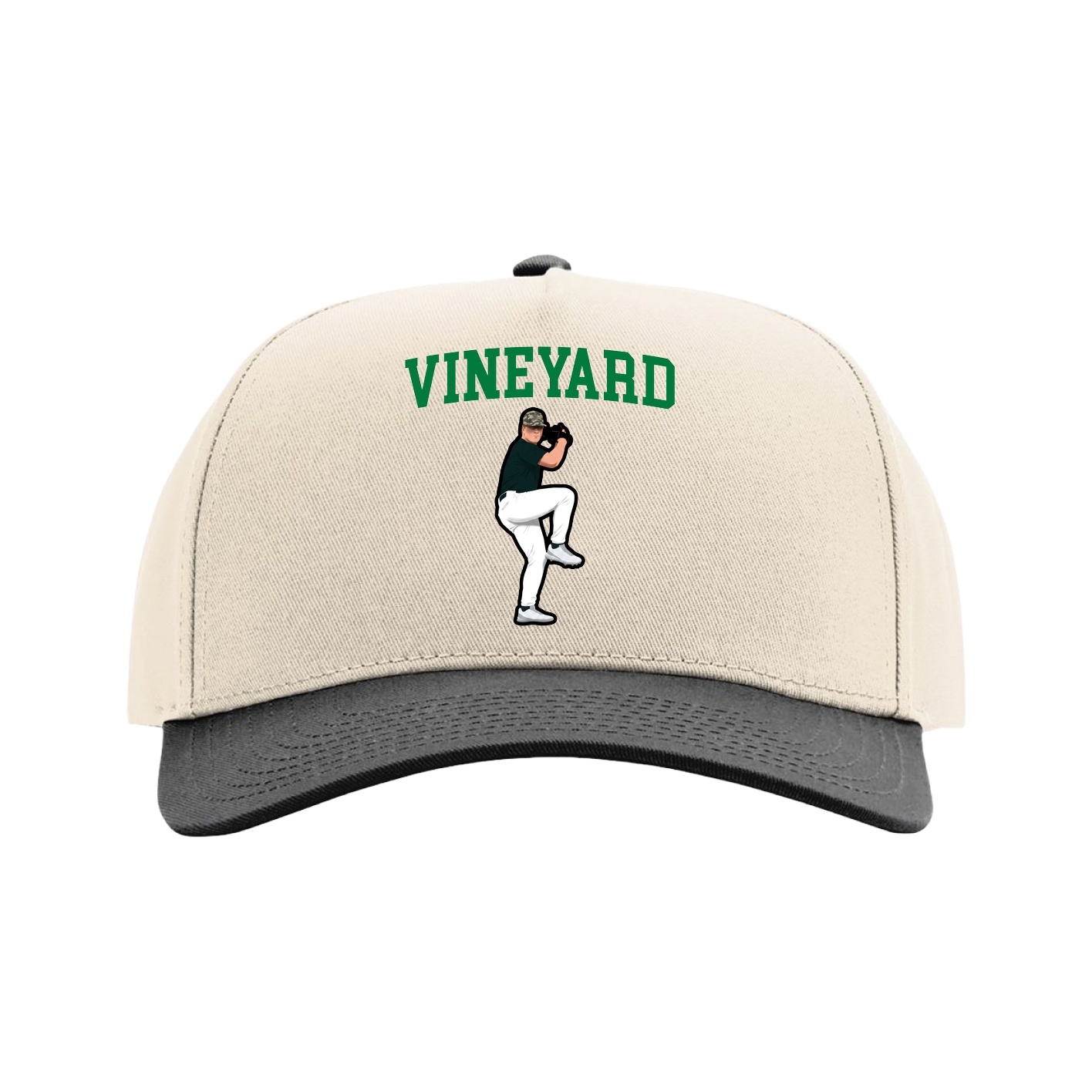Full Fabric Five-Panel Champ Cap — Shirsey in Cream/Black