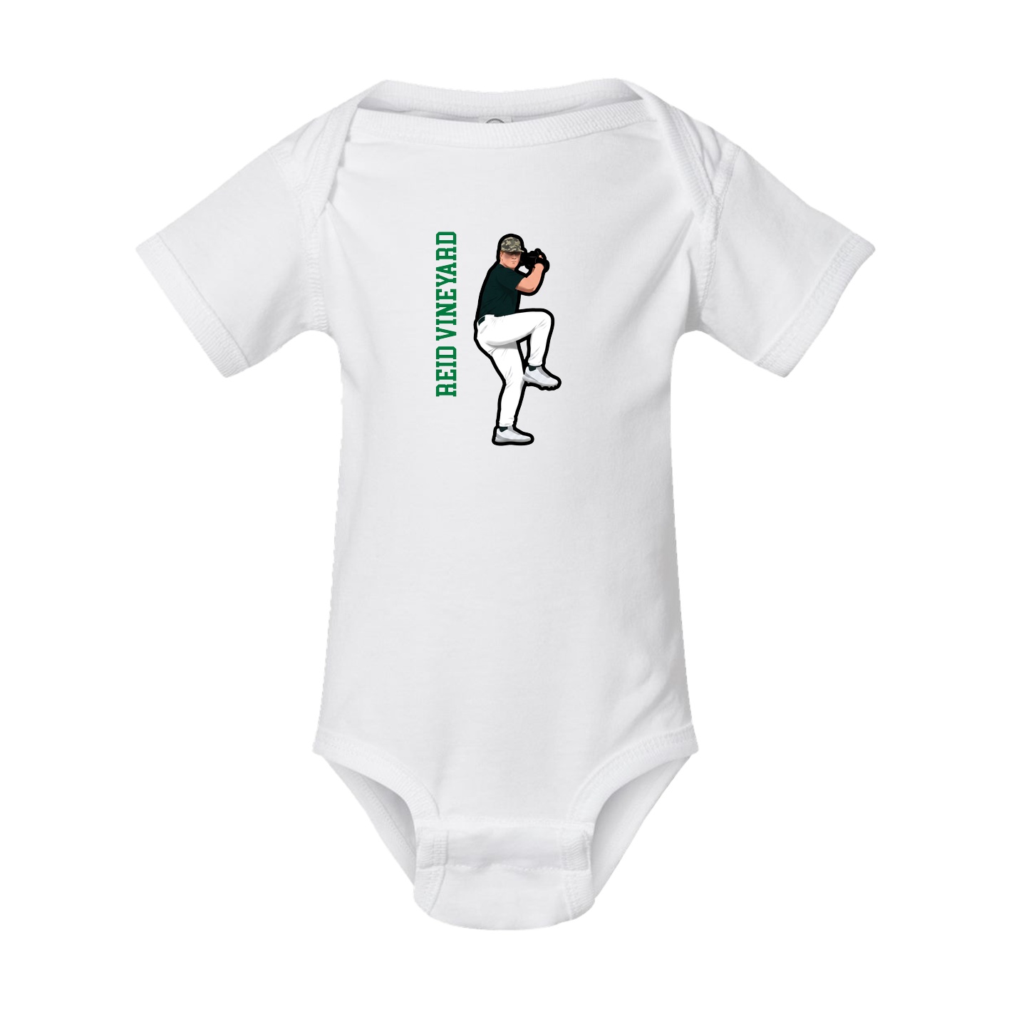 Baby Onesie — Name Vertical in White