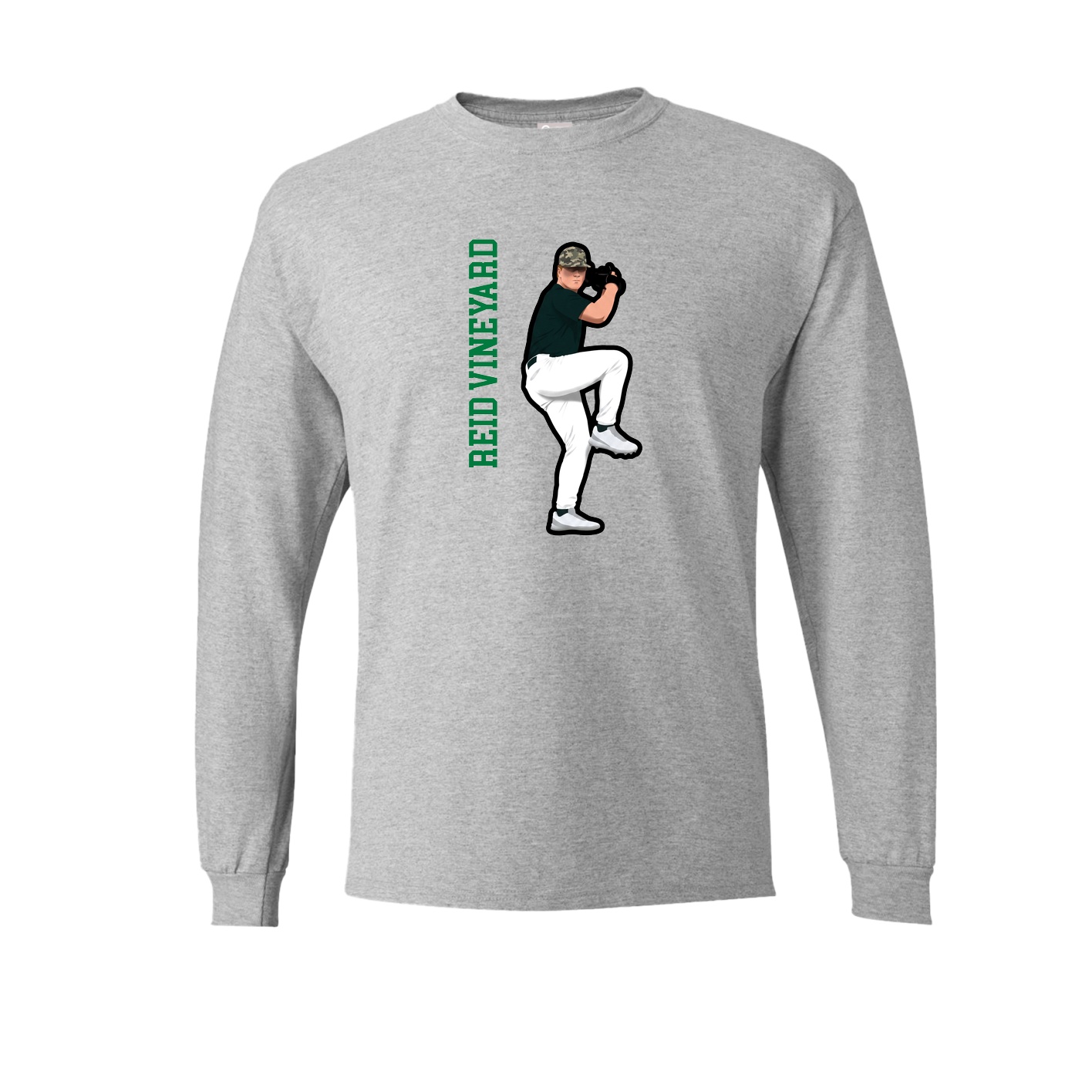 Long Sleeve Tee — Name Vertical in Grey