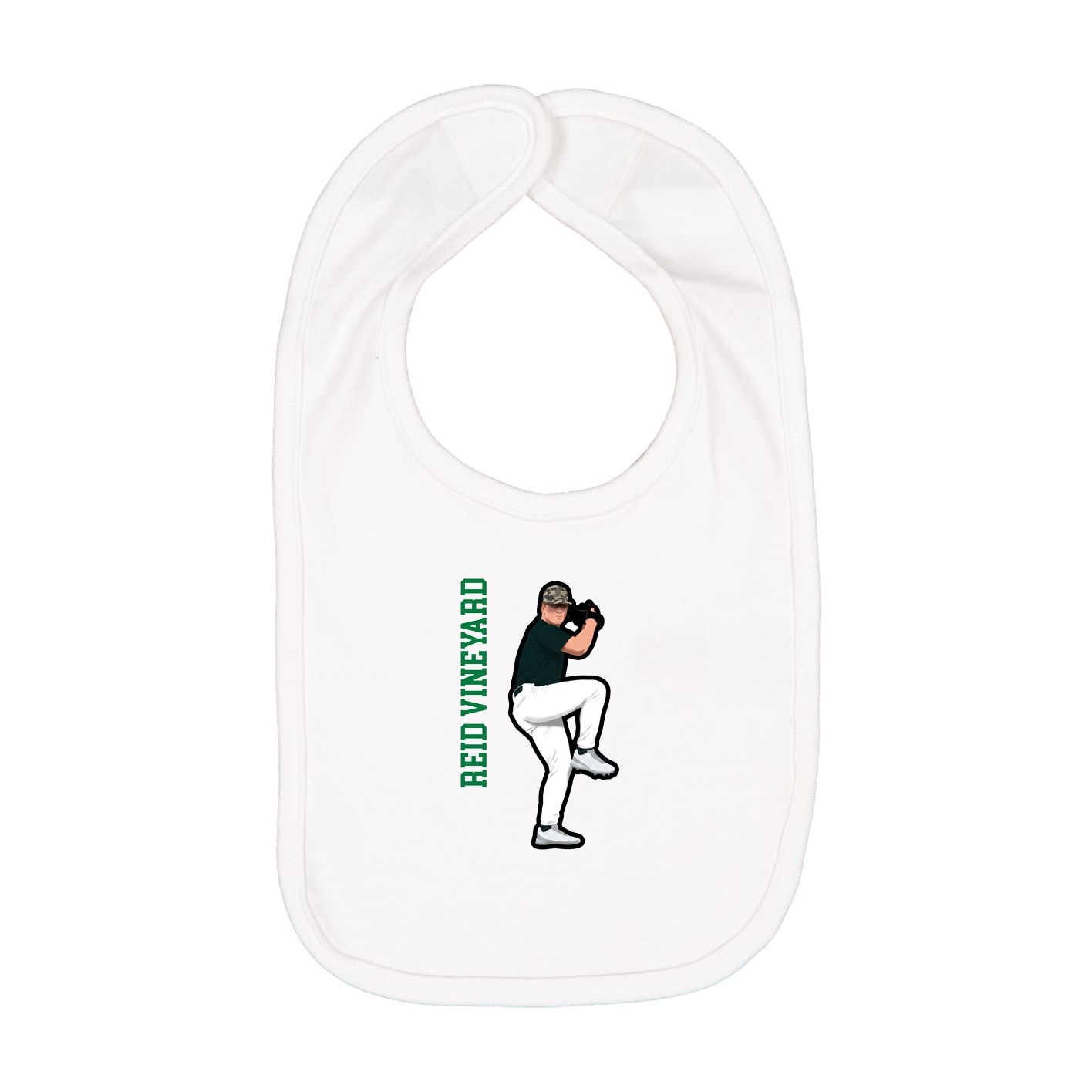 Infant Bib — Name Vertical in White