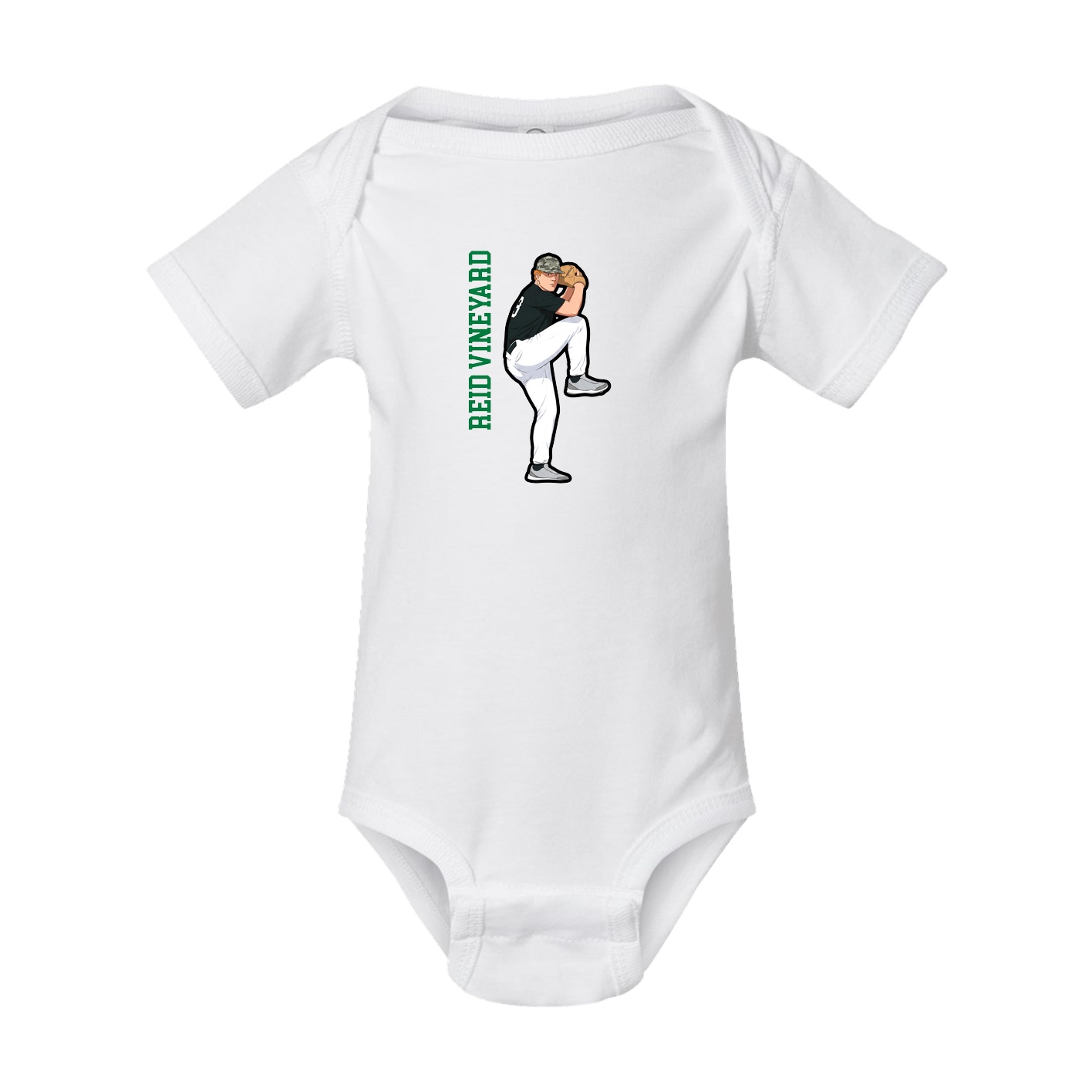 Baby Onesie — Name Vertical in White