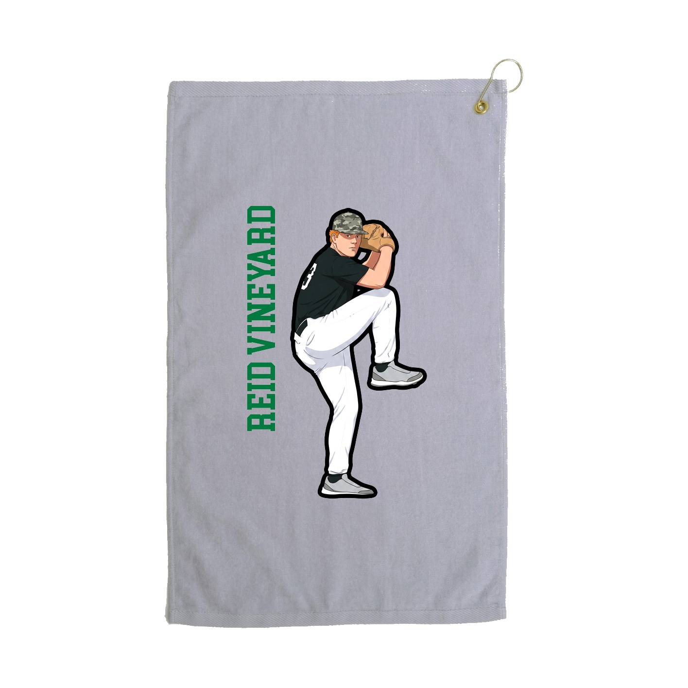 Golf Towel — Name Vertical in Grey