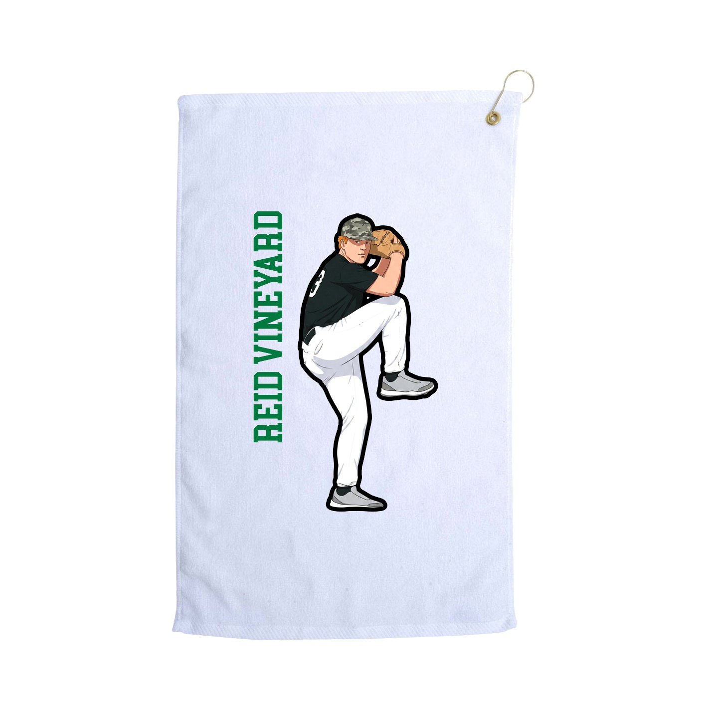 Golf Towel — Name Vertical in White