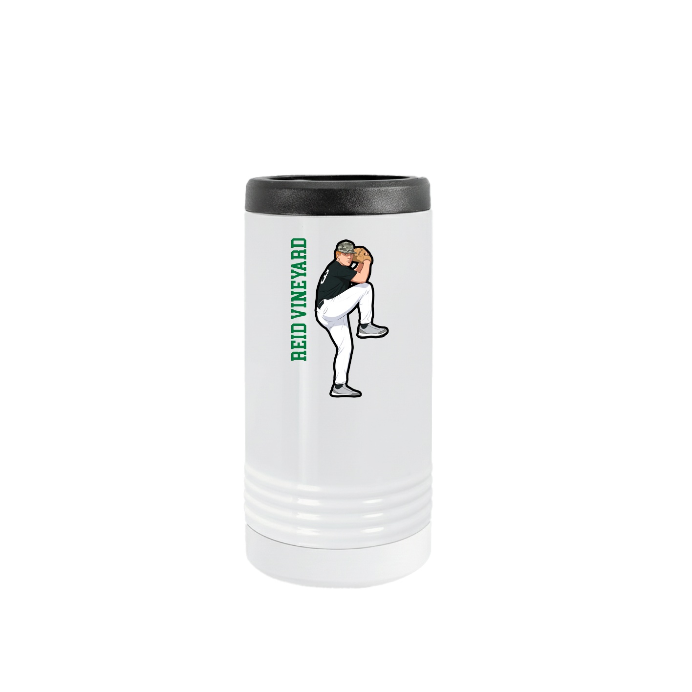 Slim Beverage Holder — Name Vertical in White