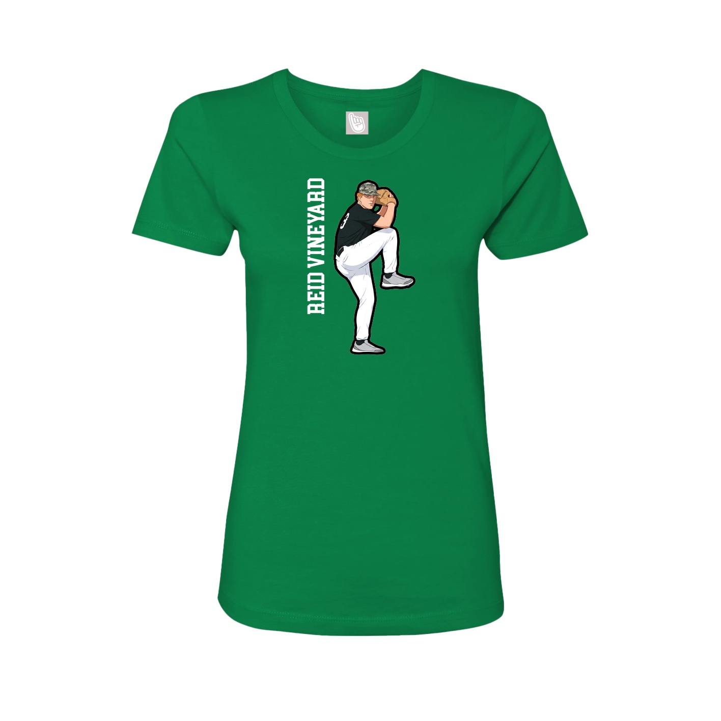 Womens Tee — Name Vertical in Green